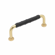 Handle 1353 - 96mm - Polished Brass/Black Leather