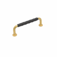 Handle 1353 - 96mm - Untreated Brass/Black Leather