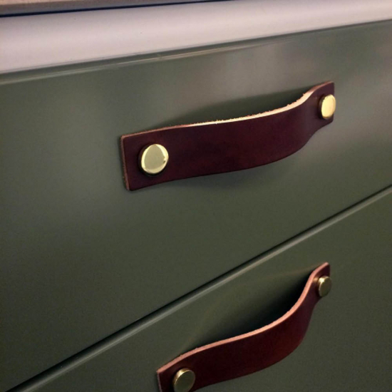 Handle Loop - 128mm - Black Leather/Chrome