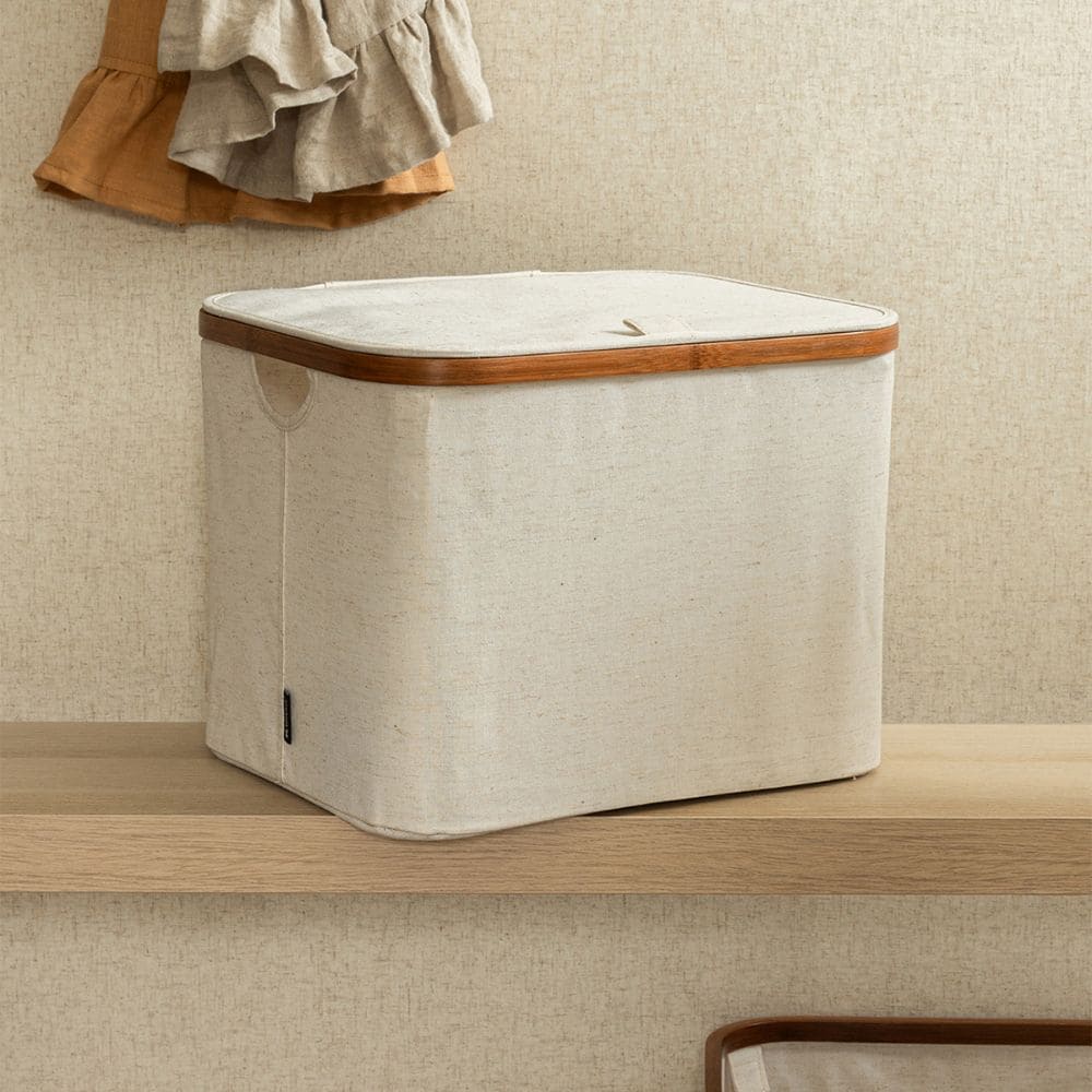 Storage Basket With Lid - Sand