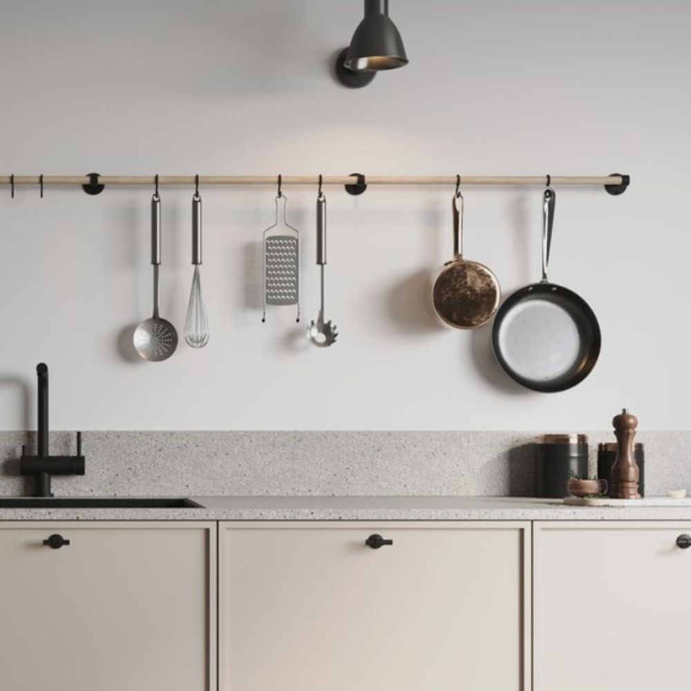 Kitchen Rail Aveny - 600mm - Complete - Oak/Matte Black